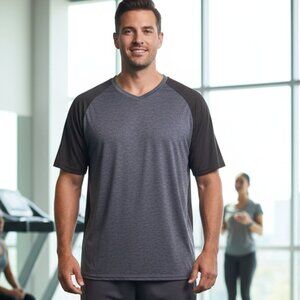 FOUR Men's 3XL Performance V-Neck Tee's - Gray/Black & Green/Black & Navy & Grey